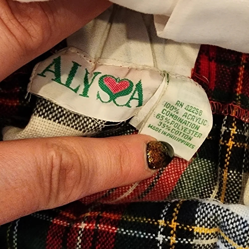 NWT Vintage Alyssa Red Green Christmas Plaid Dress Faux Wool Imperial Plaid 2T - Picture 4 of 9